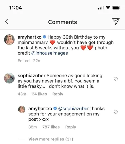 Comentários dos clientes no Instagram